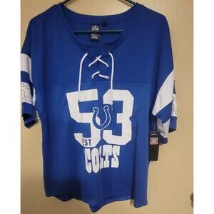 NWT Indiana Colts Womens Lace-Up NFL Apparel Jersey Shirt Size XL Short Sleeve